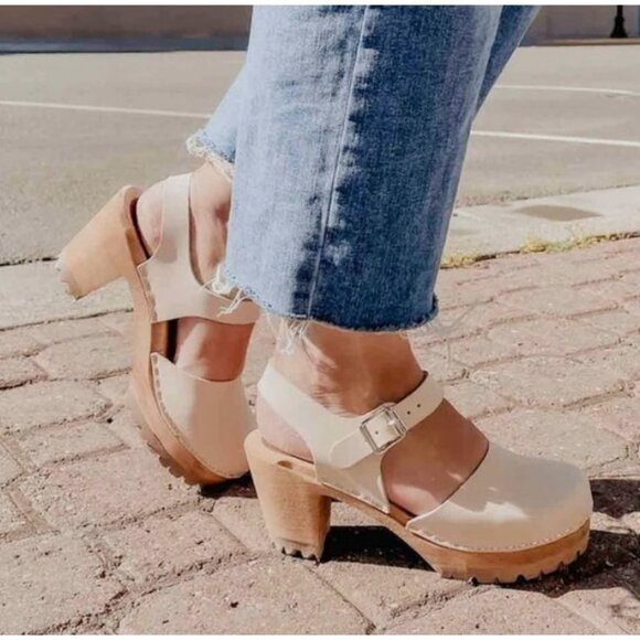 MIA Abba Clog Sandal Swedish Wooden Heel Slingback Old Pink Women’s EU 37 US 7 - Picture 1 of 13